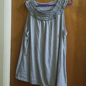 Light Silvery-Grey w/ Ruffle Constructed Neckline